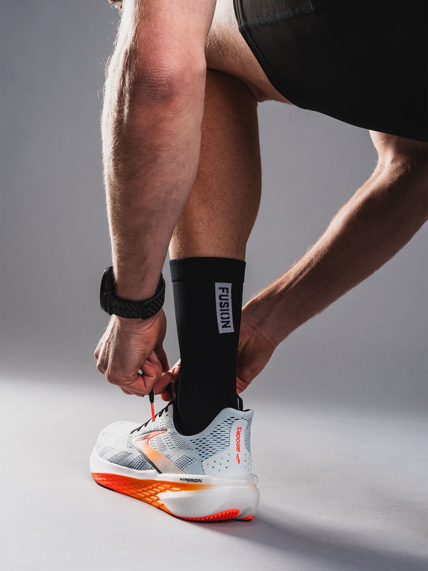 Fusion black running sock