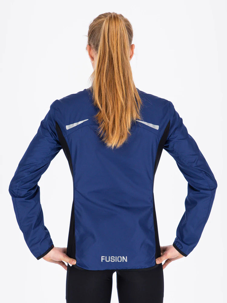 Fusion Women's S1 Run Jacket in Night blue rear view