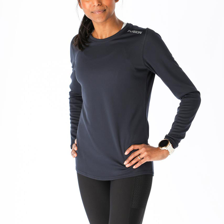 Fusion Womens Nova Technical Long Sleeve Running T-Shirt_Colour: Dark Night