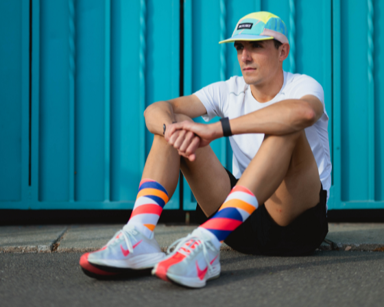 INCYLENCE Running Loops White Orange Inferno Long Sock