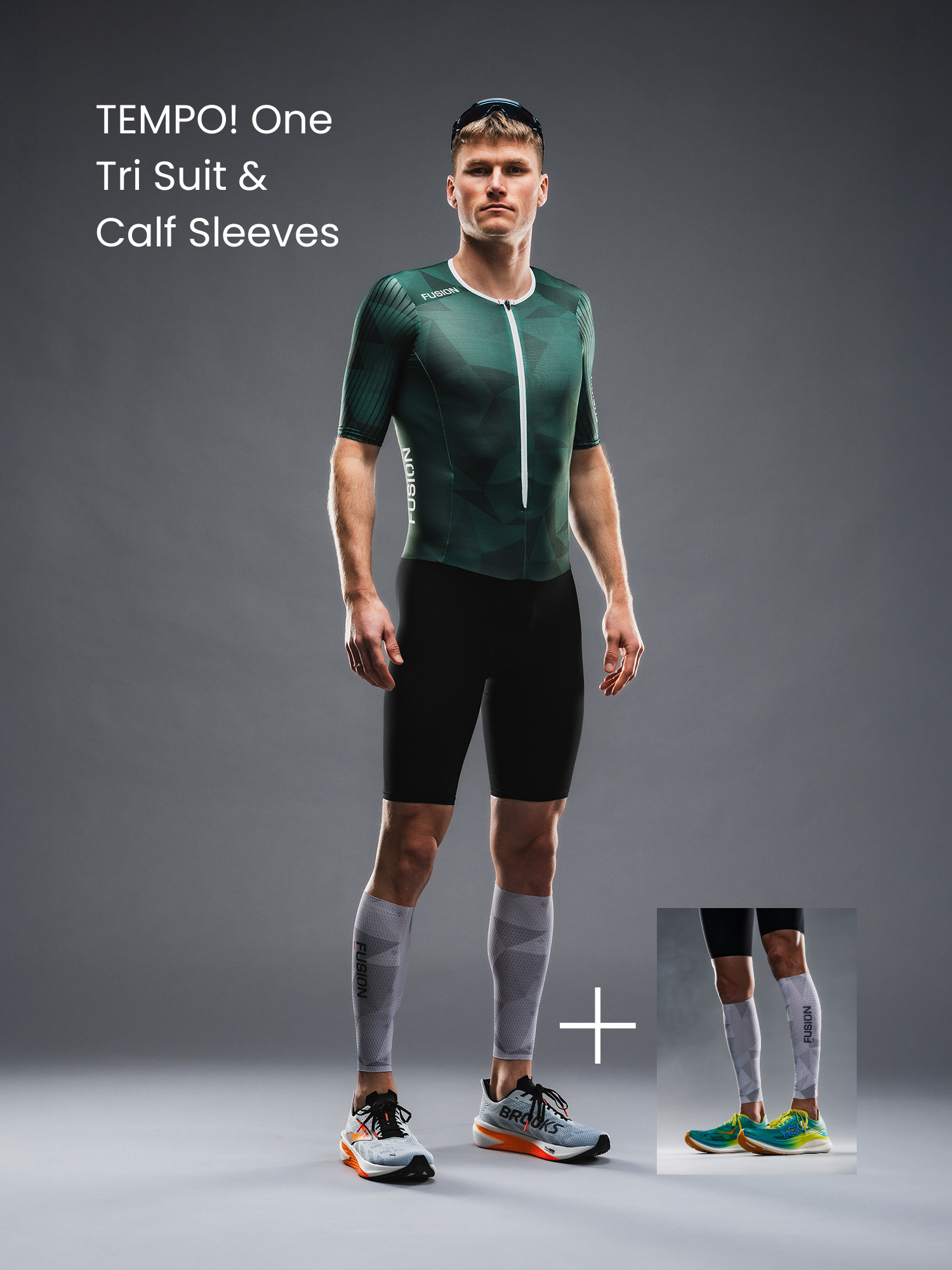 Tempo! One Tri Suit Race Green & Calf Sleeves