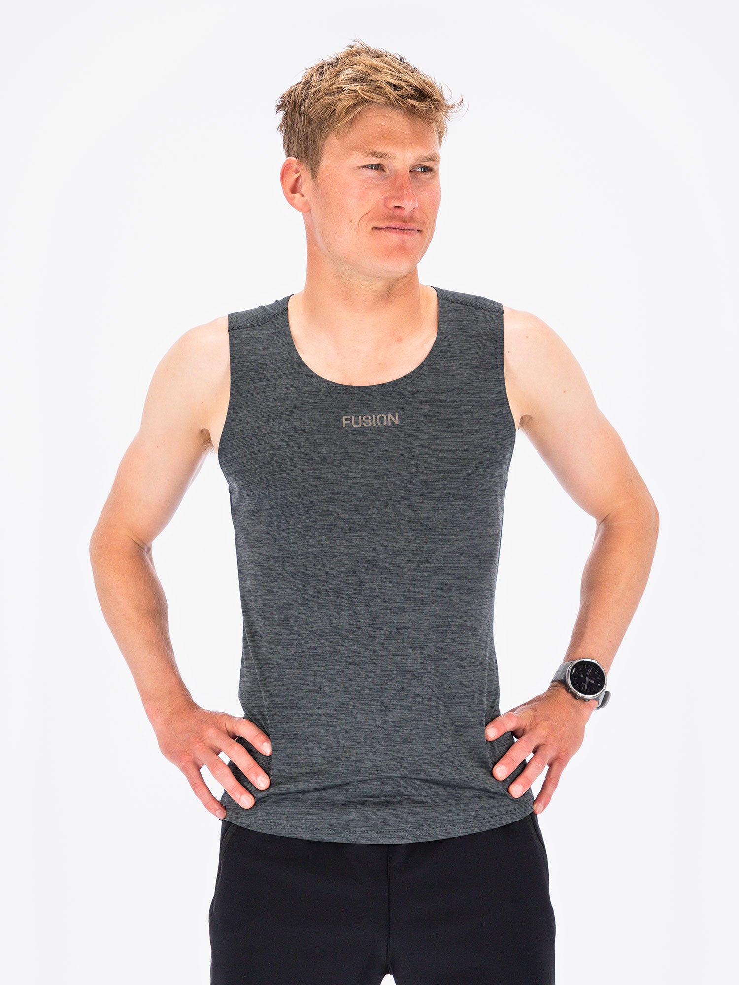 Mens running singlet grey