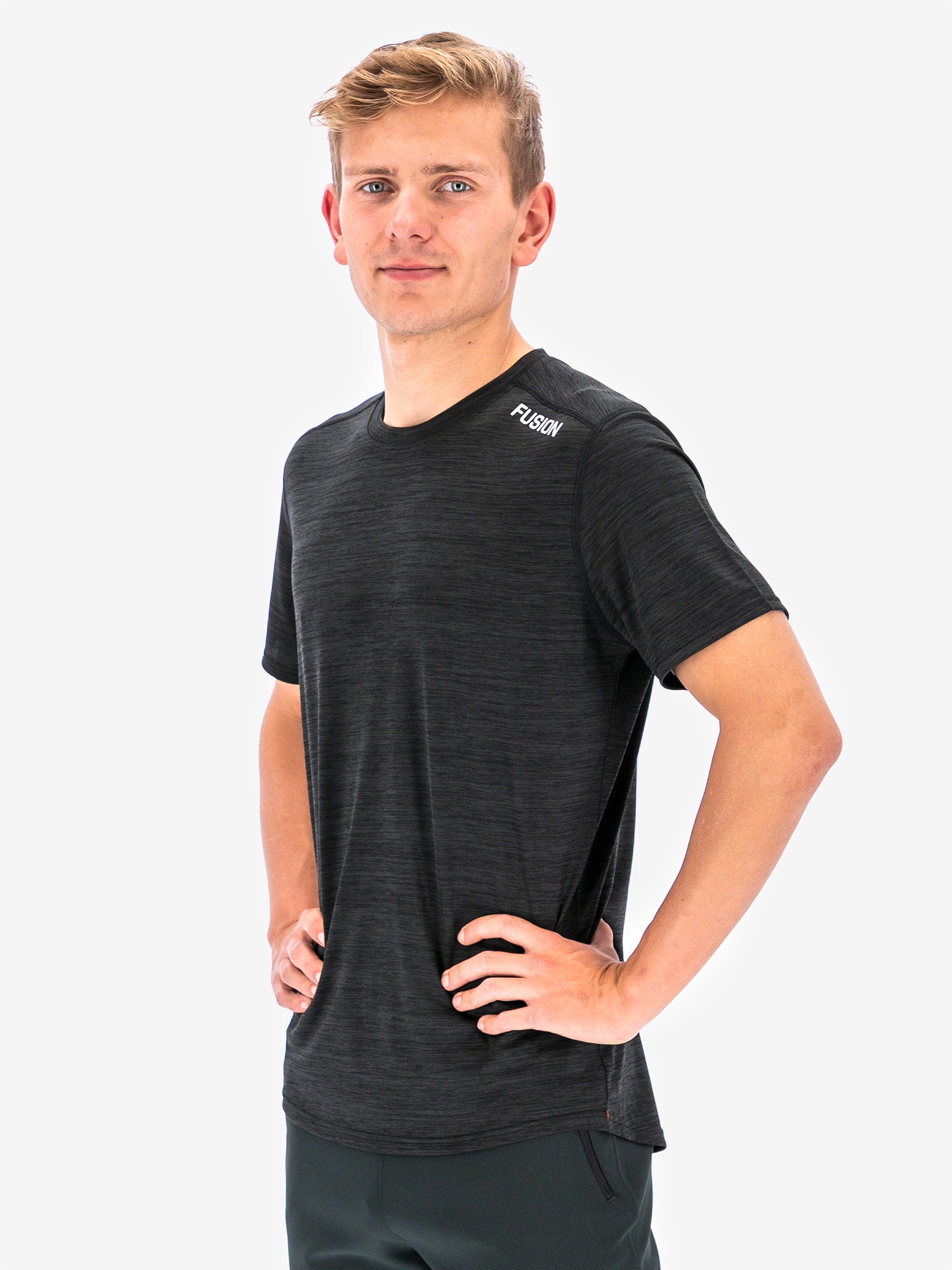 Mens C3 T-shirt for running in black