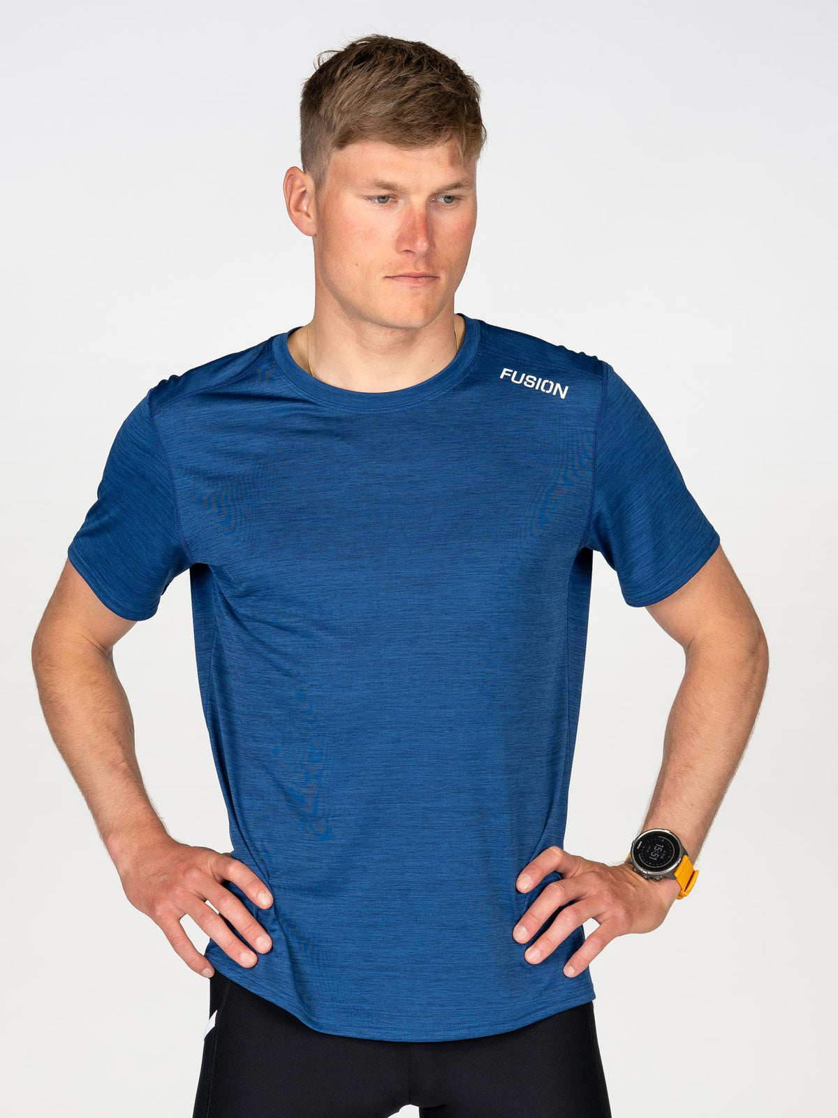 Mens C3 T-shirt for running in night blue