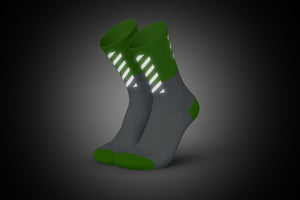 High Viz Green running socks with reflective strip for visibility in the dark