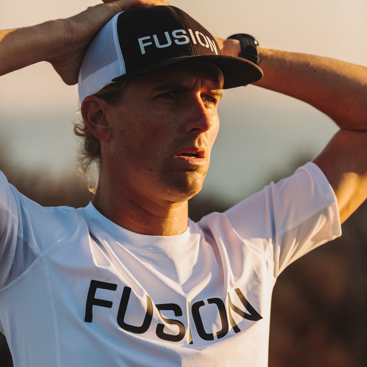Fusion Trucker Cap_Black/White_Collection: Mens_Action