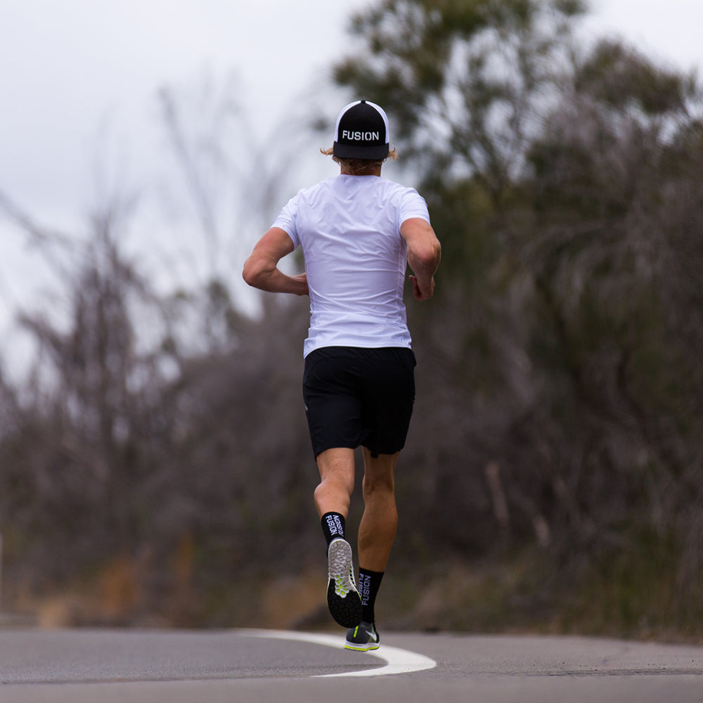 Fusion Trucker Cap_Black/White_Collection: Mens_Action