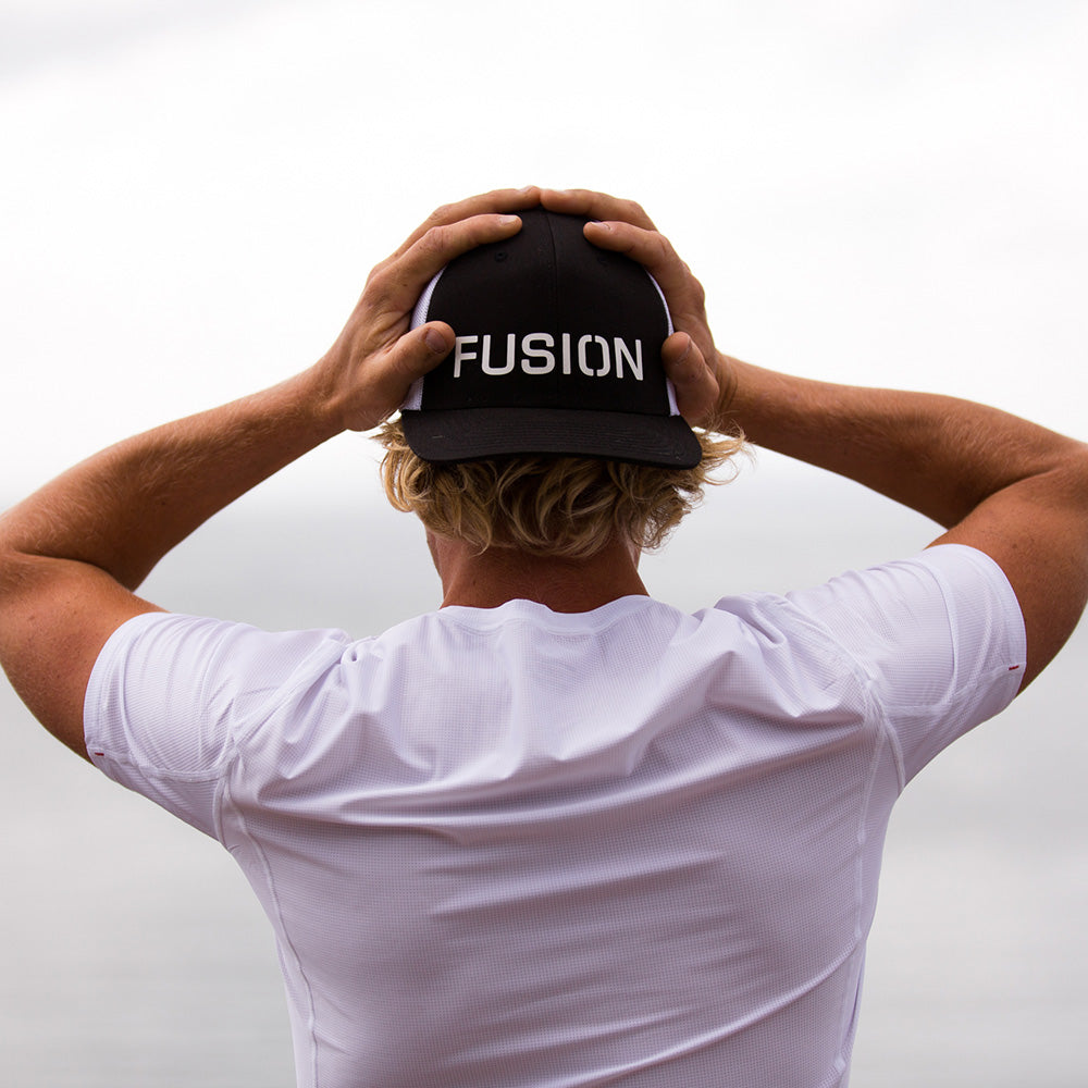 Fusion Trucker Cap_Black/White_Collection: Mens_Action