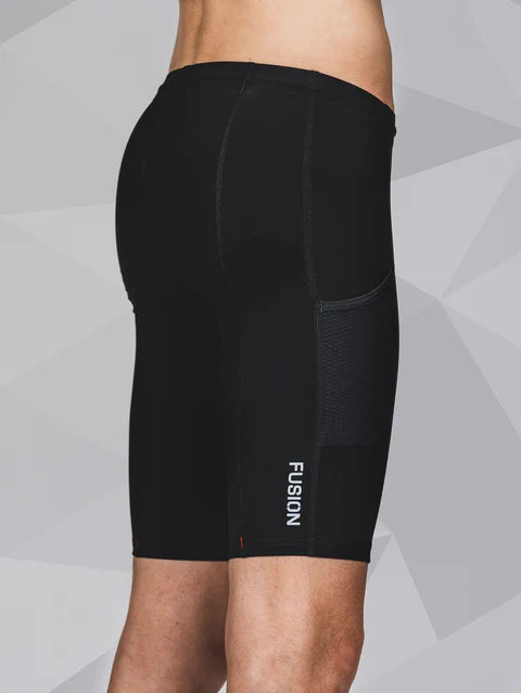 Fusion's new TEMPO! Run Tights all black showing side pockets