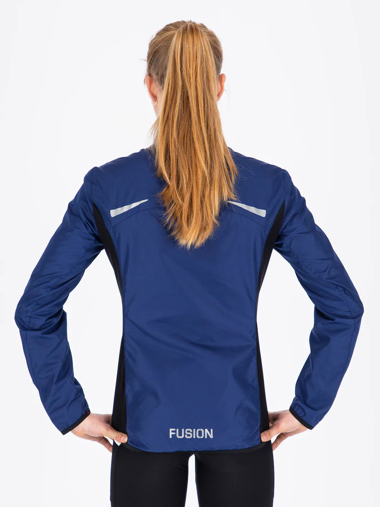 Fusion Women's S1 Run Jacket in Night blue  rear view
