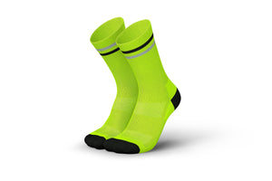 Incylence High Viz V1 Socks in Canary yellow.  Reflective stripes  for increased visability.