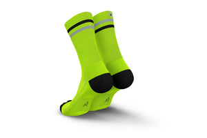 Incylence High Viz V1  Socks in Canary Yellow rear view.INCYLENCE 