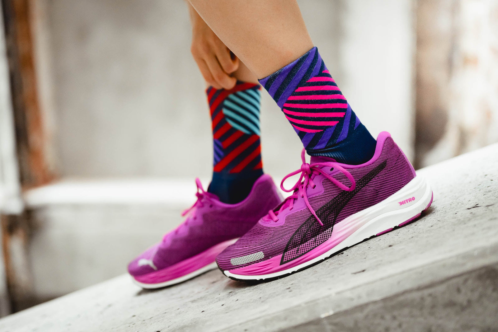 Incylence Running Globes Purple Red Long Sock Socks INCYLENCE 