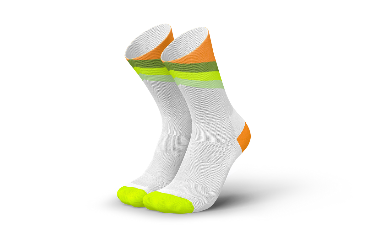 Incylence Running Sock Grades Green Orange. Performance run sock, quick drying, comfortable and made for performance.