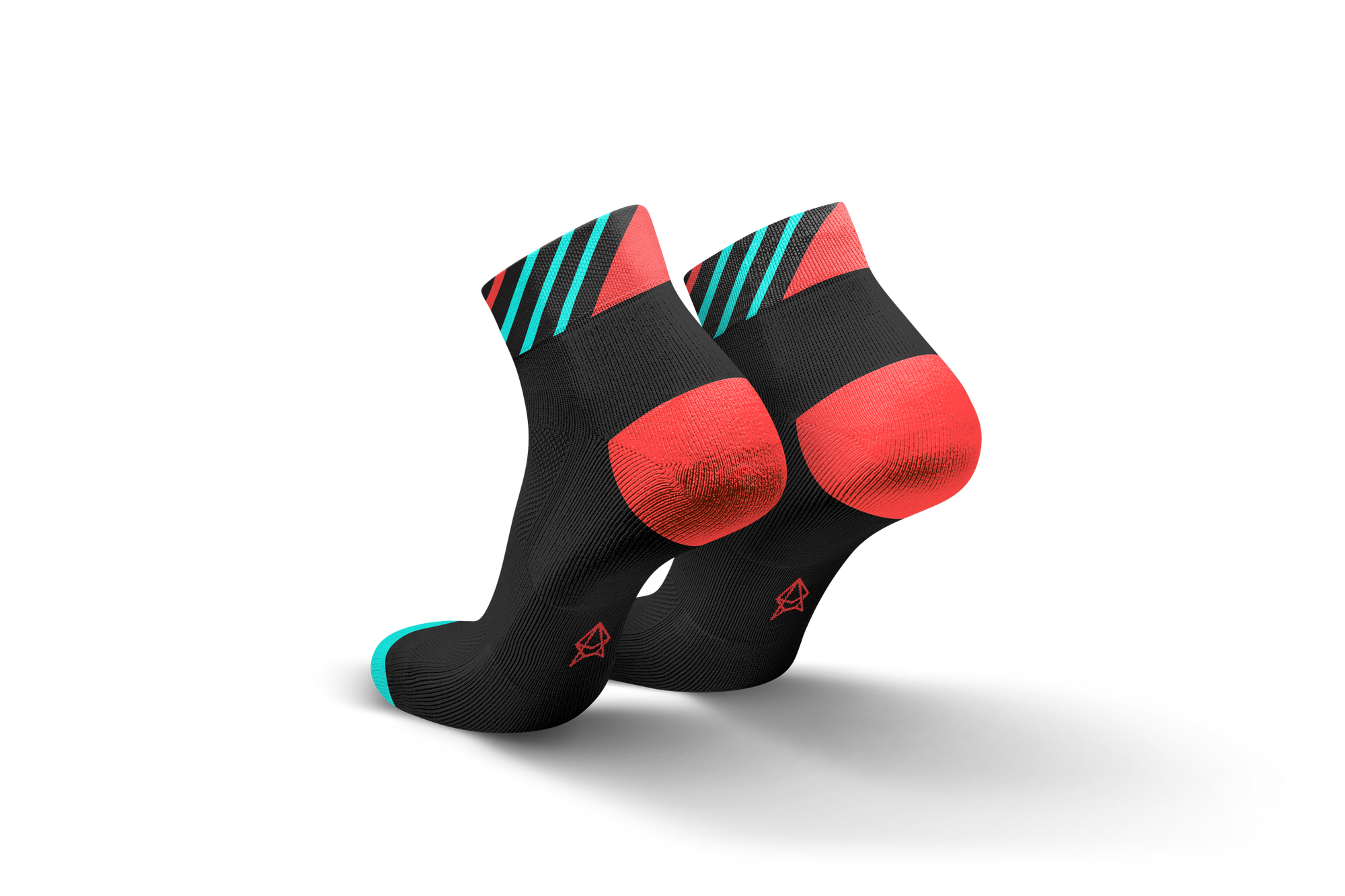 Short Running Sock Arrows Marina, black with mint and red stripes and Incylence logo underfoot