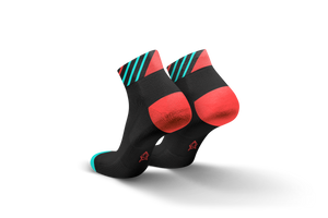 Short Running Sock Arrows Marina, black with mint and red stripes and Incylence logo underfoot